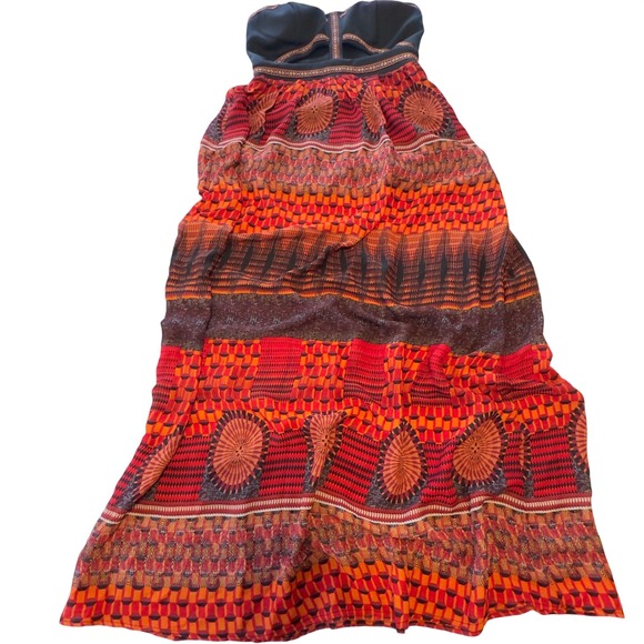 Sans Souci Dresses & Skirts - Sans Souci Strapless Maxi Dress Orange Red Tribal Geometric Cutout Size Medium